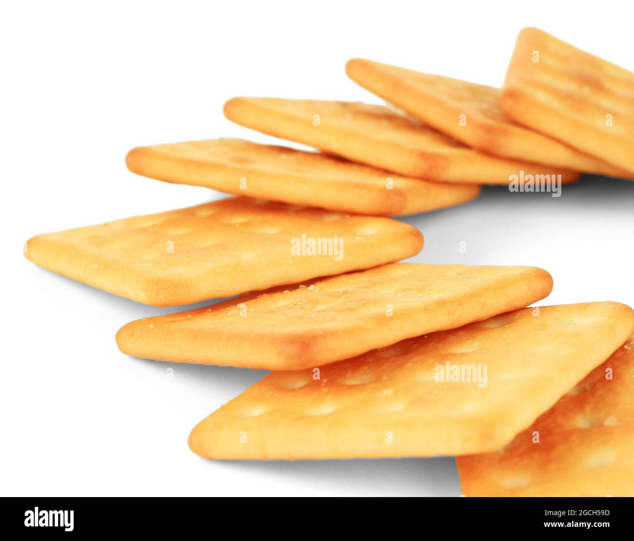 Delicious crackers isolated on white Stock Photo Alamy