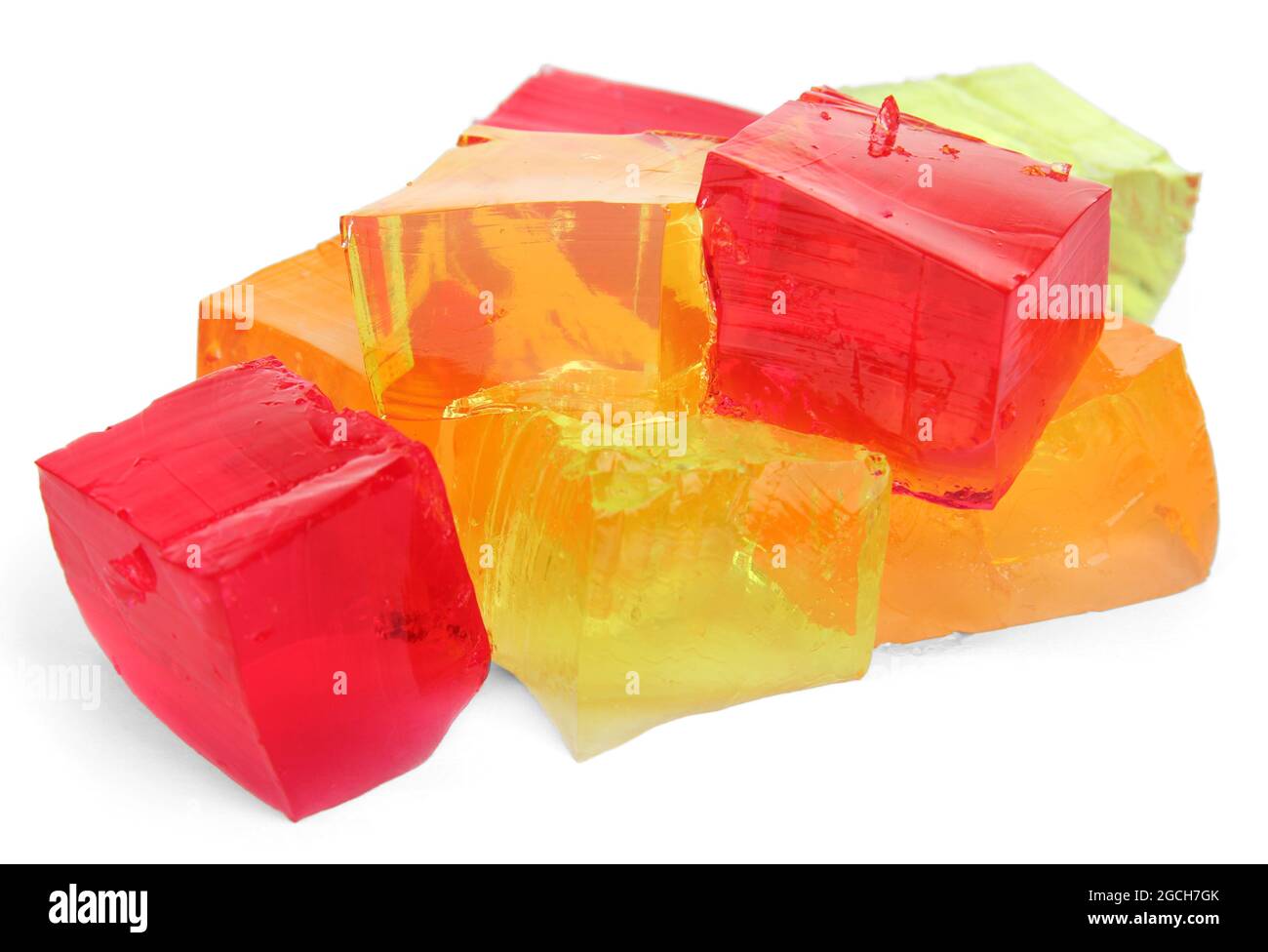 Tasty jelly cubes isolated on white Stock Photo Alamy