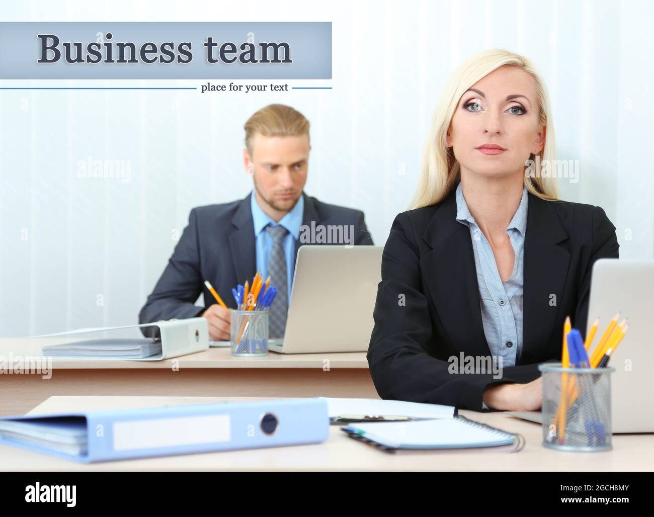 Office workers in workplace Stock Photo Alamy