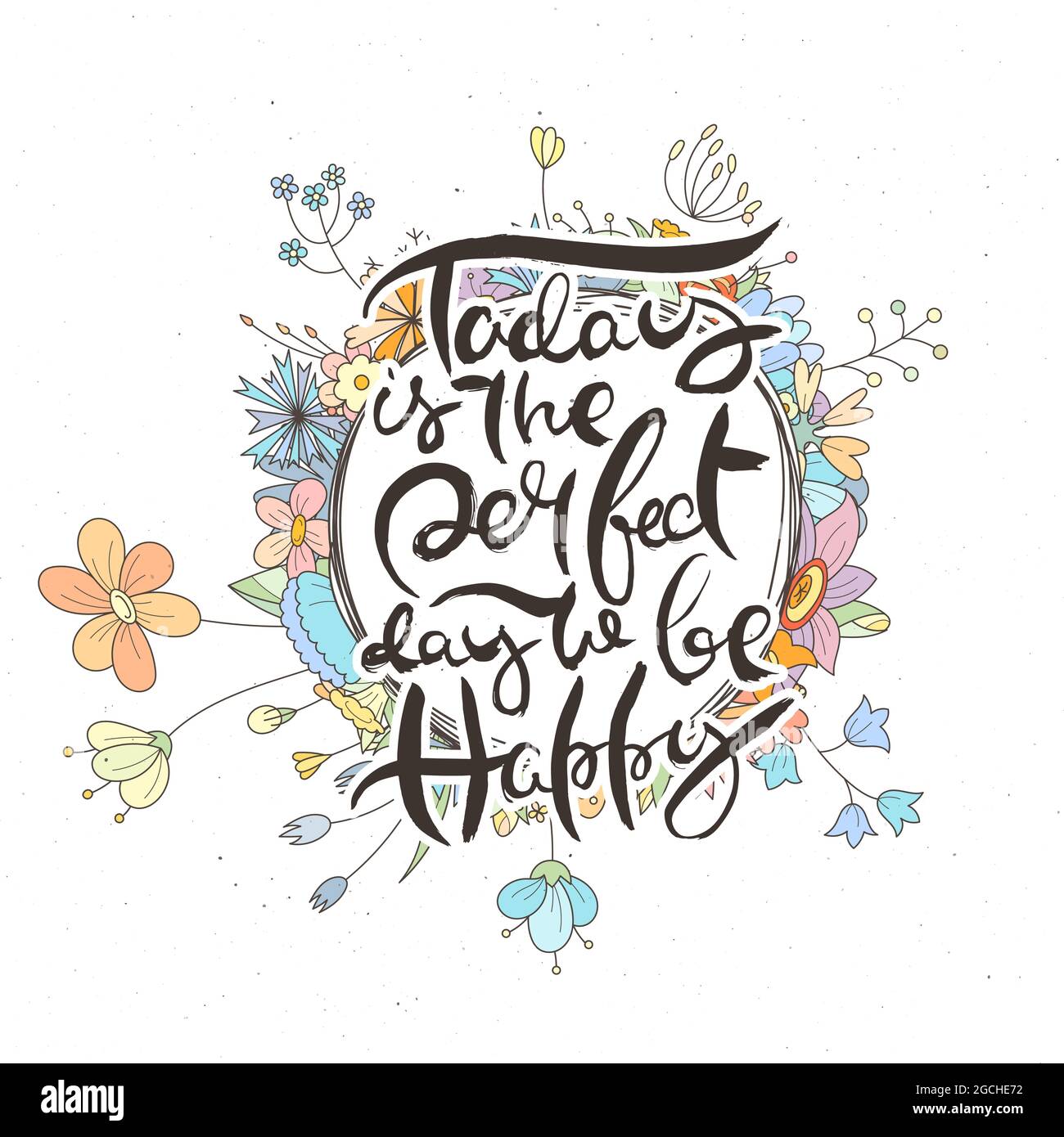 Today Is The Perfect Day To Be Happy. Hand lettering grunge card with