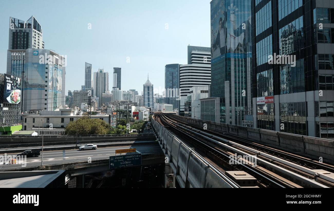 Landscape View From Bts Chit Lom Station Looking Up Sukhumvit Road Landscape View From Bts Chit Lom Station Looking Up Sukhumvit Road