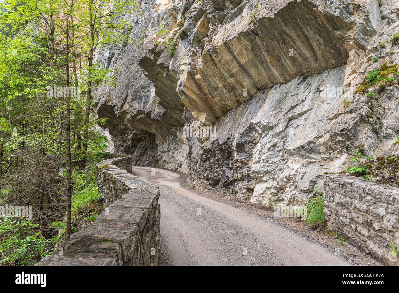 geography / travel, Switzerland, official road into Gasteren Valley (Gasterental), Kandersteg, ADDITIONAL-RIGHTS-CLEARANCE-INFO-NOT-AVAILABLE Stock Photo