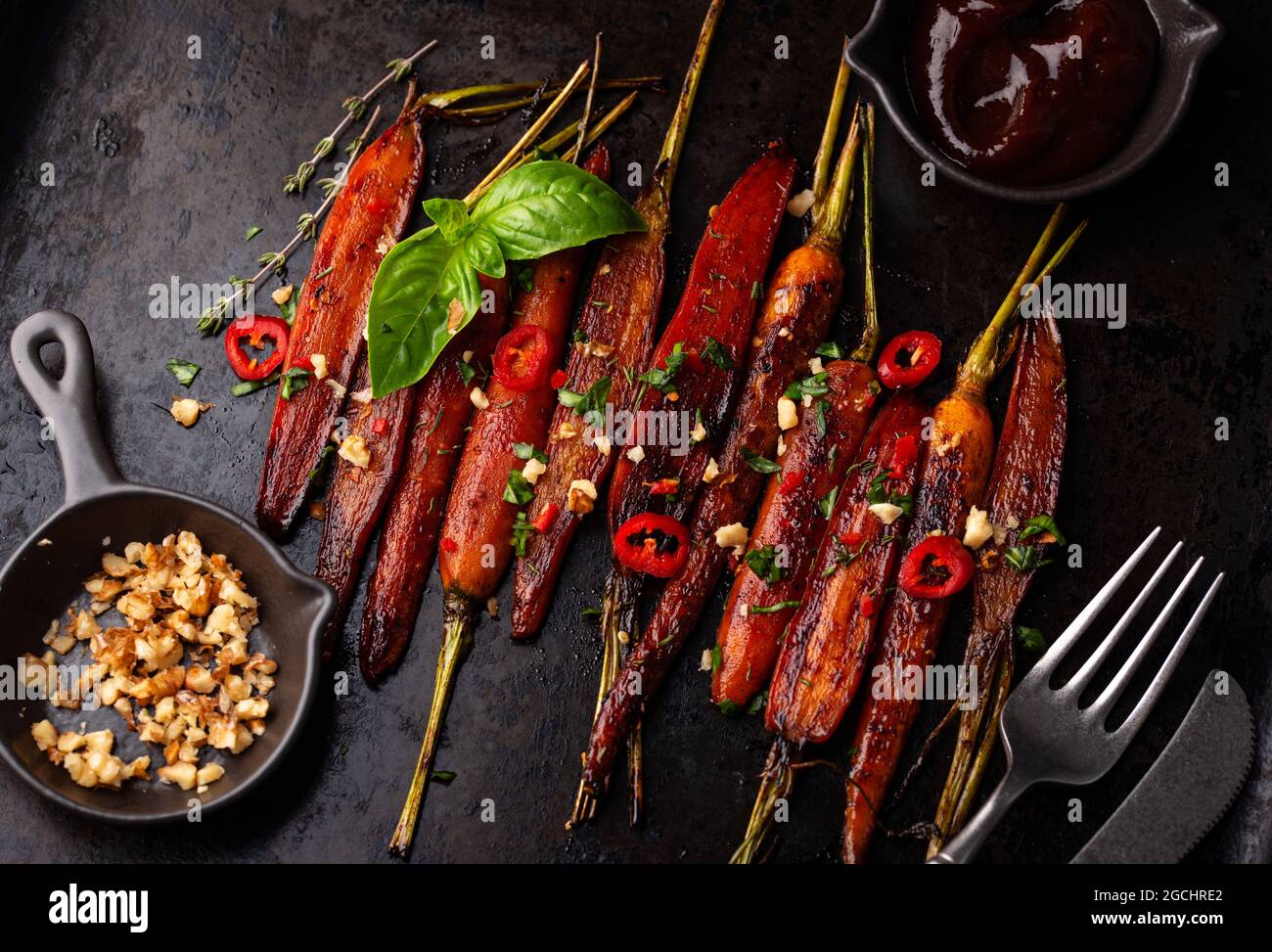 Baked carrot glazed with soy sauce and honey Stock Photo Alamy