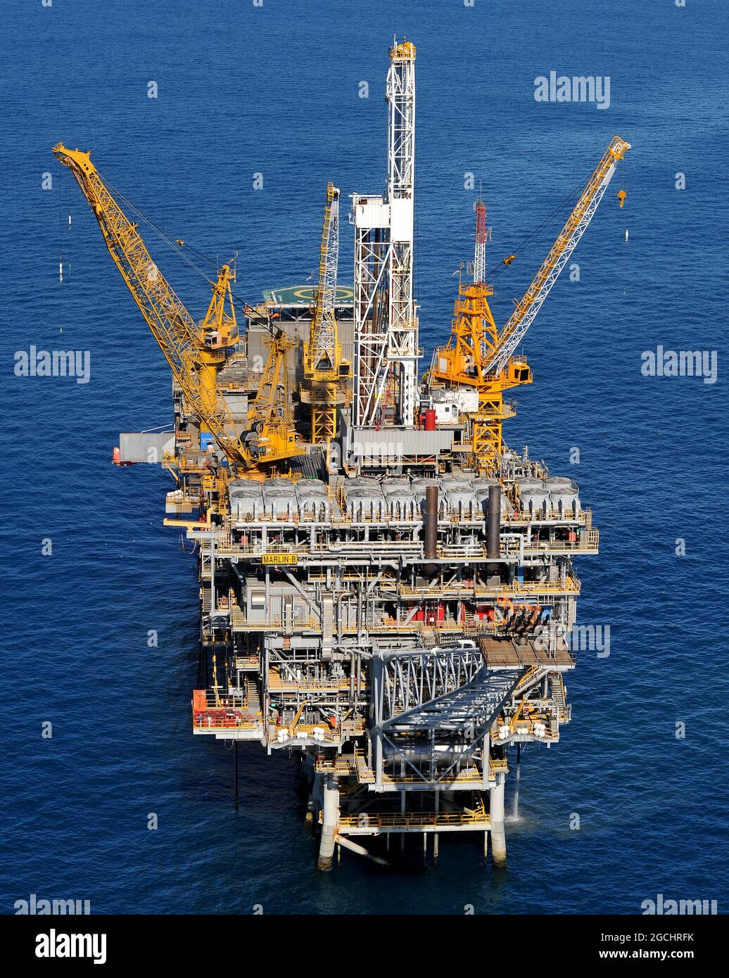 Aerial Of Marlin A And B Platforms Showing Crossover Bridge, In Bass ...