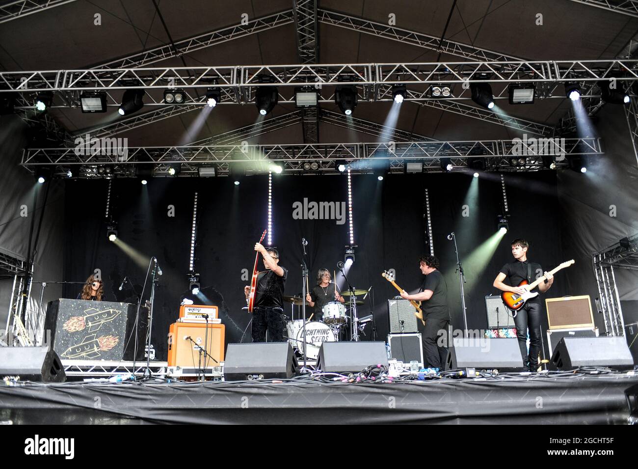 The Lightning Seeds Performing at Lets Rock Leeds 80s Festival , Leeds Stock Photo