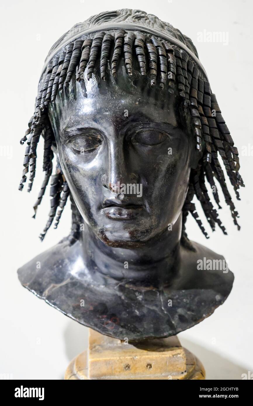 Ptolemy Apion (between 150 BC and 145 BC – 96 BC) Last Greek King of Cyrene and was a member of the Ptolemaic dynasty - bronze bust Stock Photo