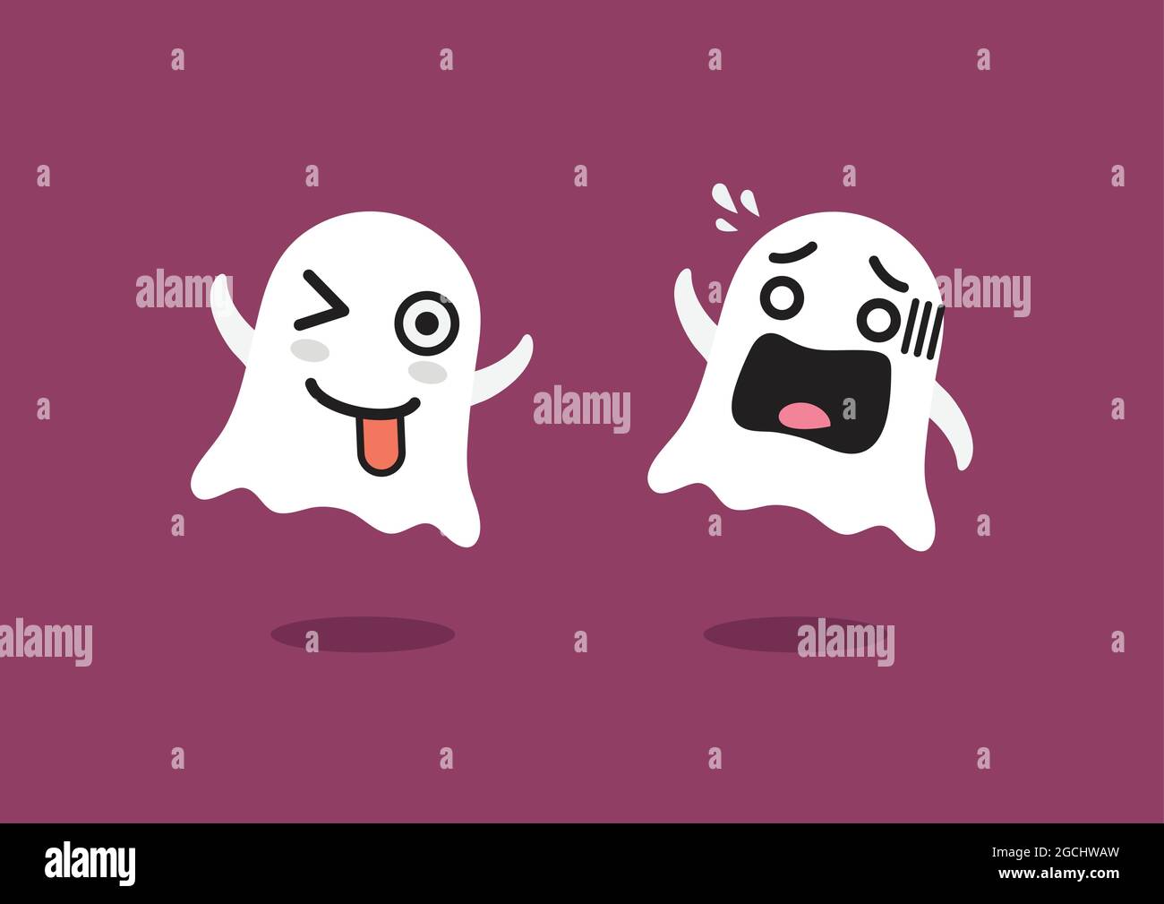 Funny Ghosts Character. emoji cartoon emoticons Stock Vector