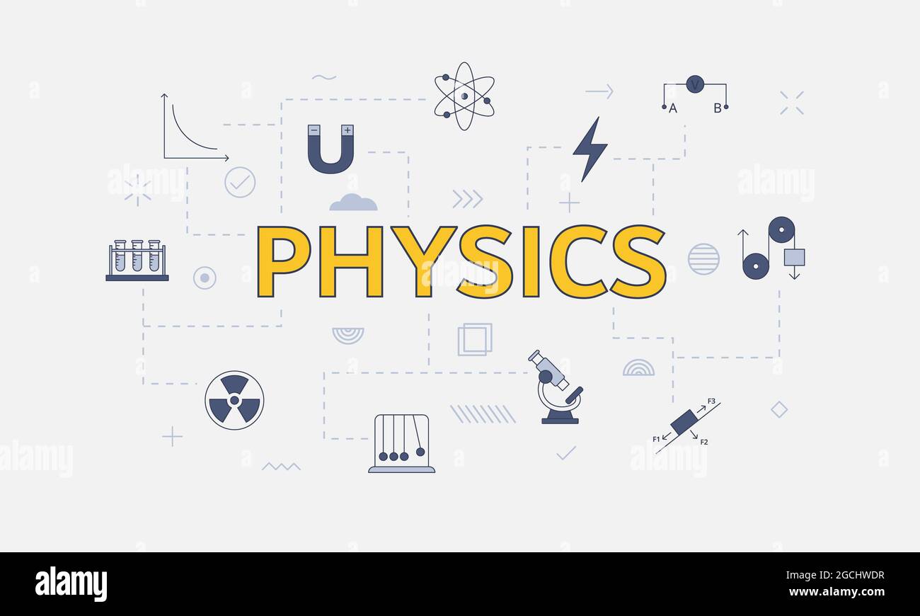 physics concept with icon set with big word or text on center vector