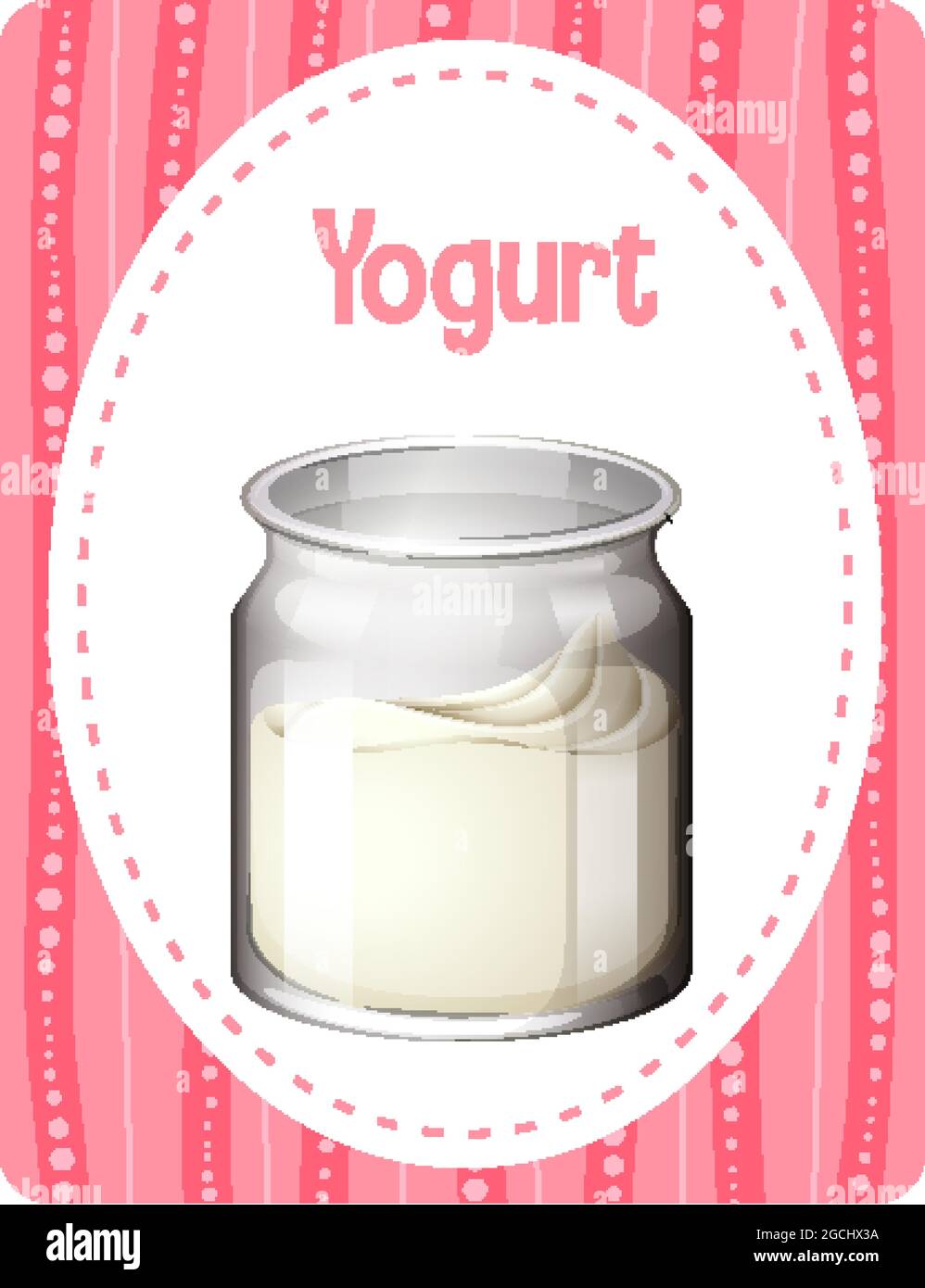 Vocabulary flashcard with word Yogurt illustration Stock Vector Image
