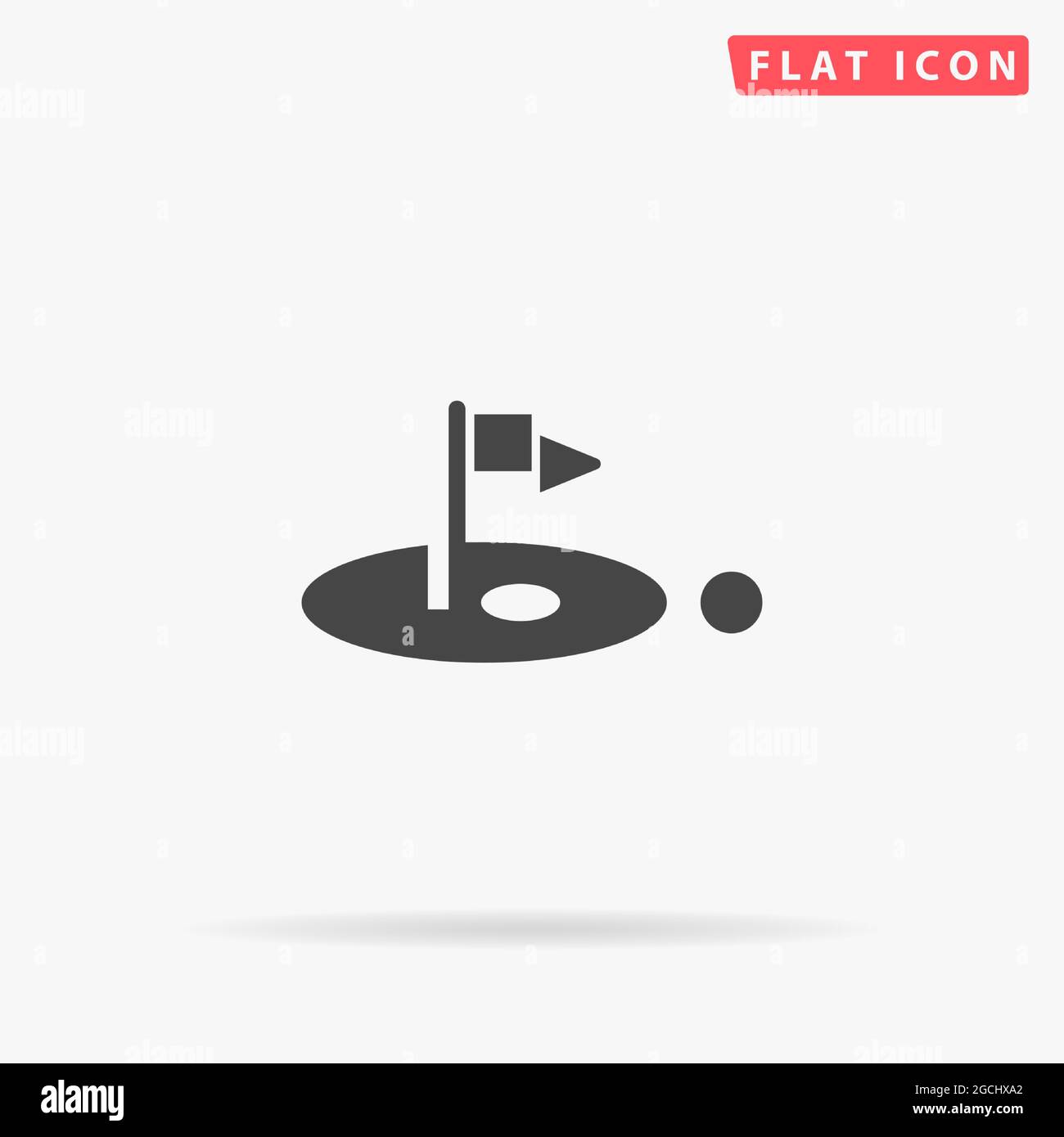 Hole Course Golf with Flag flat vector icon. Hand drawn style design illustrations. Stock Vector