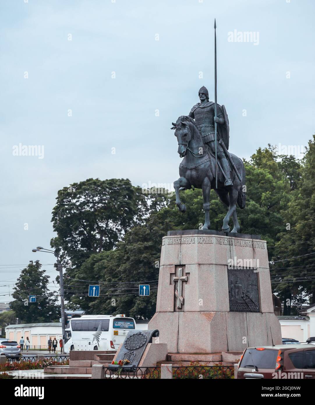 Monument, Square and Street named after Alexander Nevsky. Stock Photo