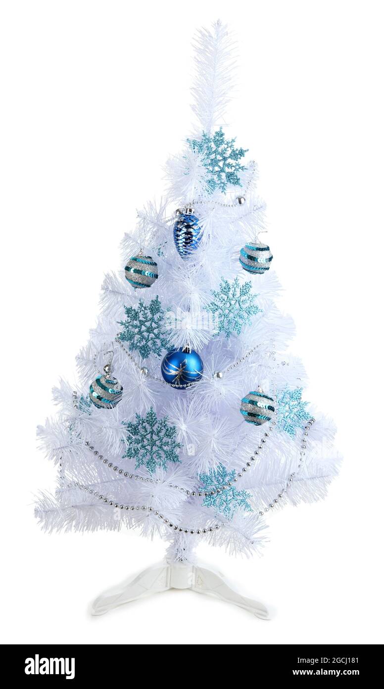 White Christmas tree isolated on white Stock Photo - Alamy