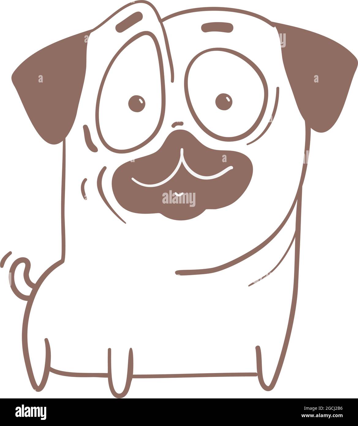 Funny Puppy Pug Dog Outline Cartoon Stock Vector