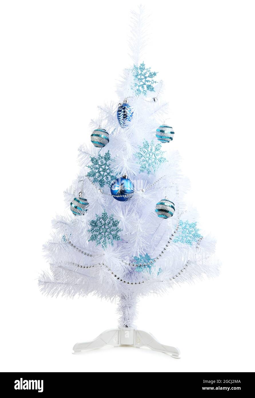 White Christmas tree isolated on white Stock Photo Alamy