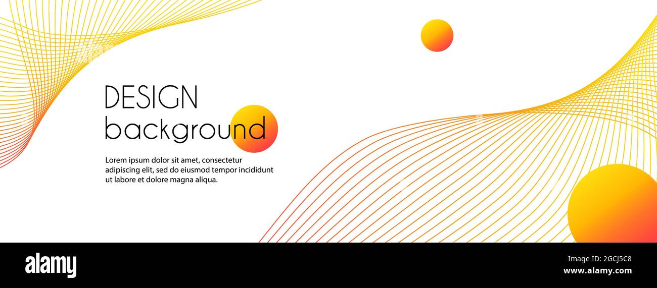 Vector abstract long banner with wavy lines. Minimal trendy background