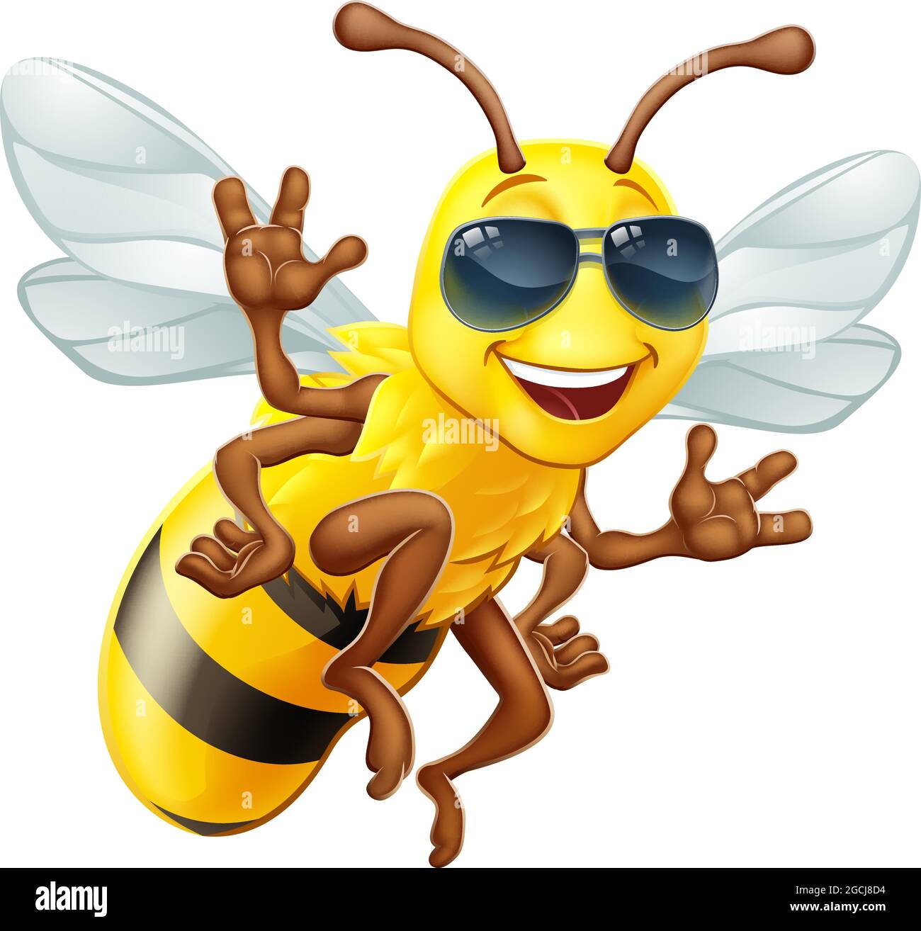 Cool Honey Bumble Bee in Shades Cartoon Character Stock Vector