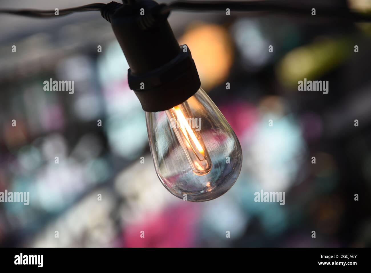Led Light Bulb and graffiti Stock Photo