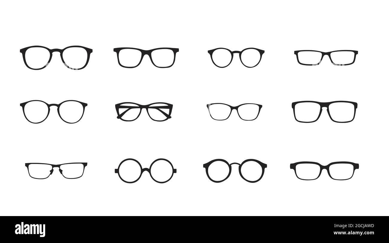 Black and white Glasses frames. Vector Isolated Set of Different Glasses  Frames Stock Vector Image & Art - Alamy
