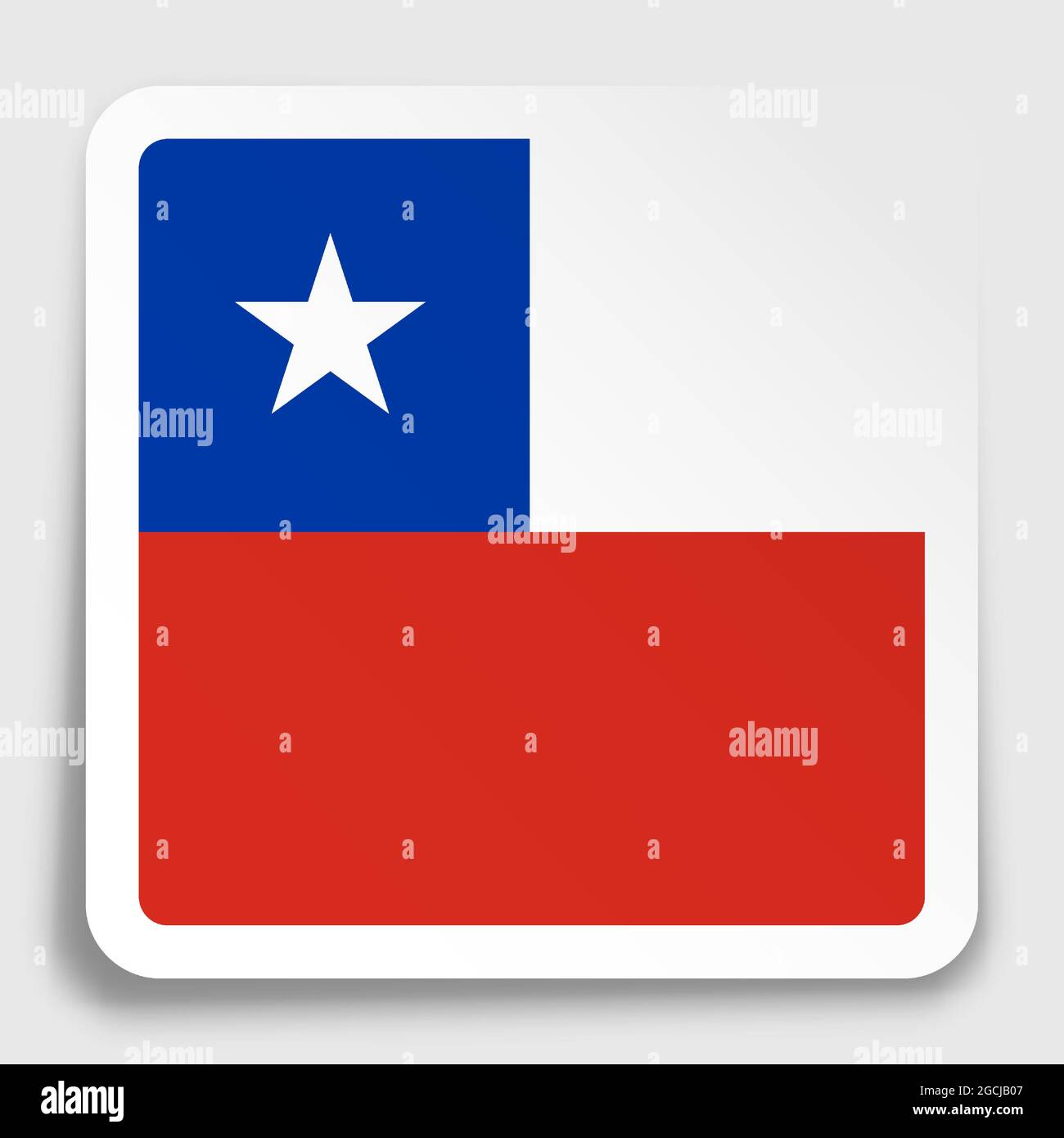 Chile flag icon on paper square sticker with shadow. Button for mobile application or web. Vector Stock Vector