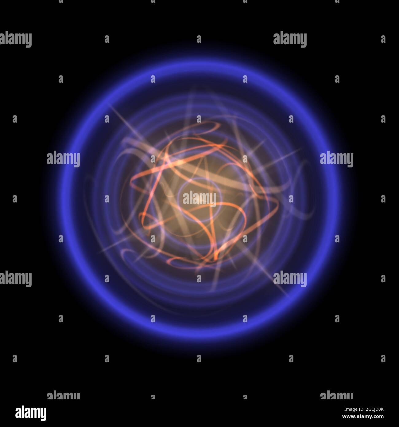 Highly magnetized rotating neutron star, abstract illustration Stock Photo