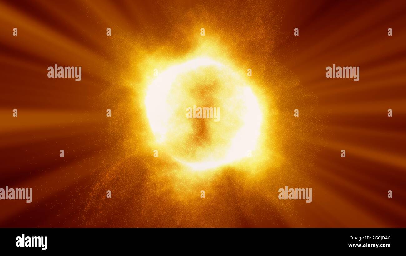 Abstract particles sun solar flare particles illustration 3d render ...
