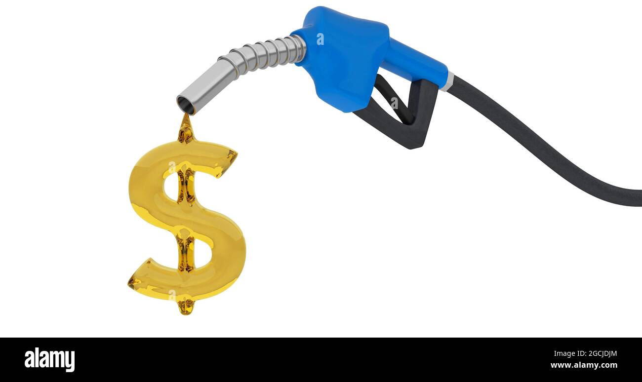 Fuel pump with a drop in the shape of a dollar sign. The concept of an