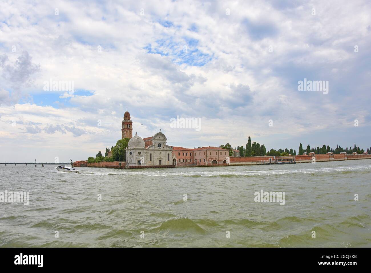 San Michele Cemetery on the island of San Giorgio, Venice, Italy. Burial place of American poet, Erza Pound Stock Photo