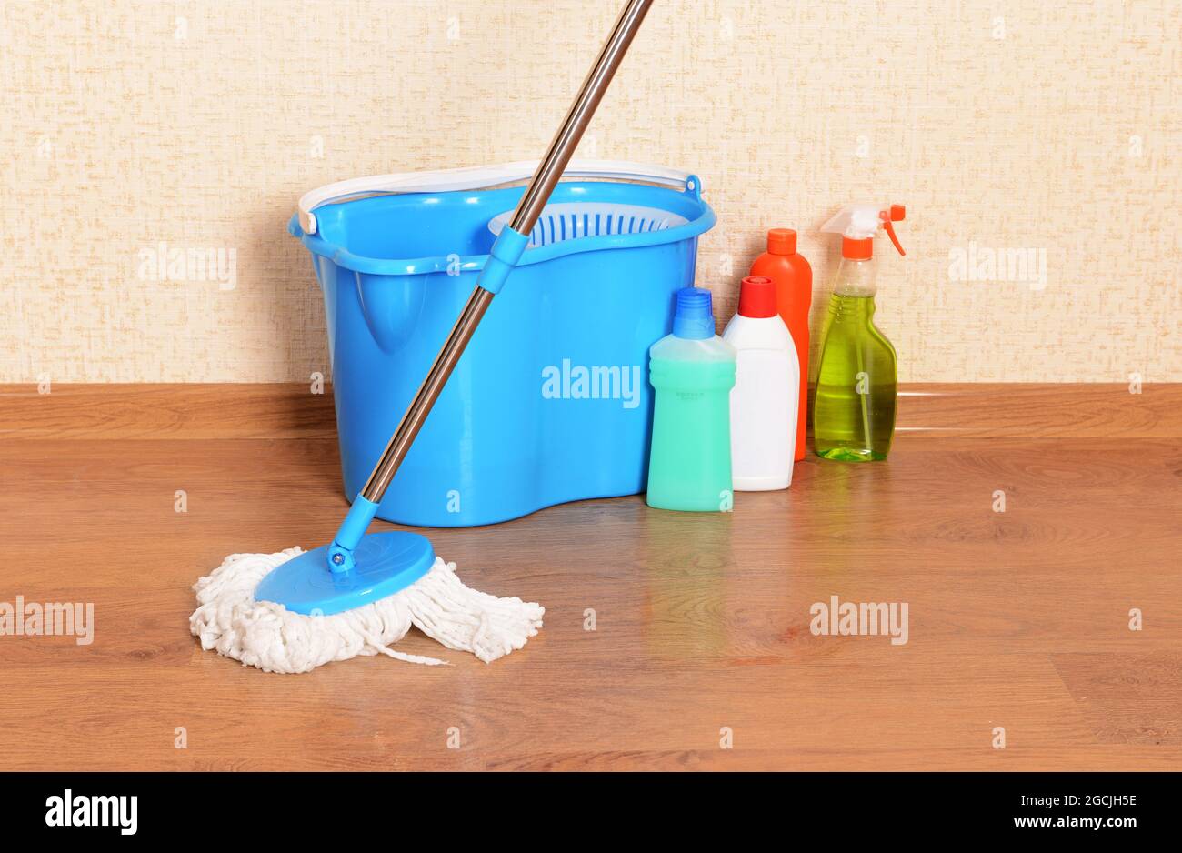 House cleaning equipment with mop Stock Photo Alamy
