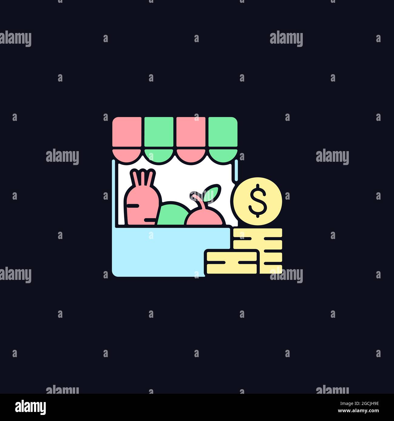 Agricultural trade RGB color icon for dark theme Stock Vector Image ...