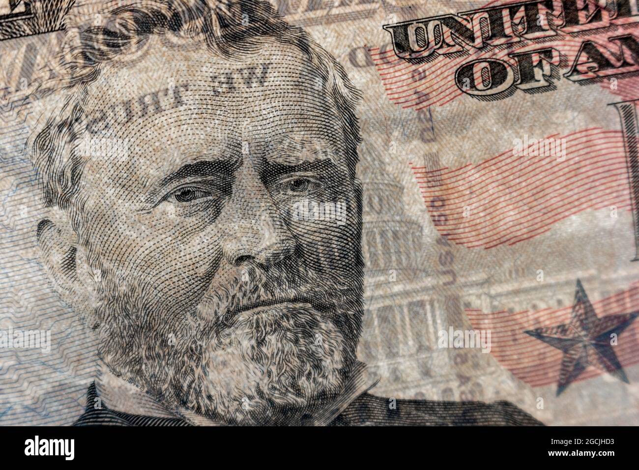 50 Dollar closeup portrait of Grant Stock Photo Alamy