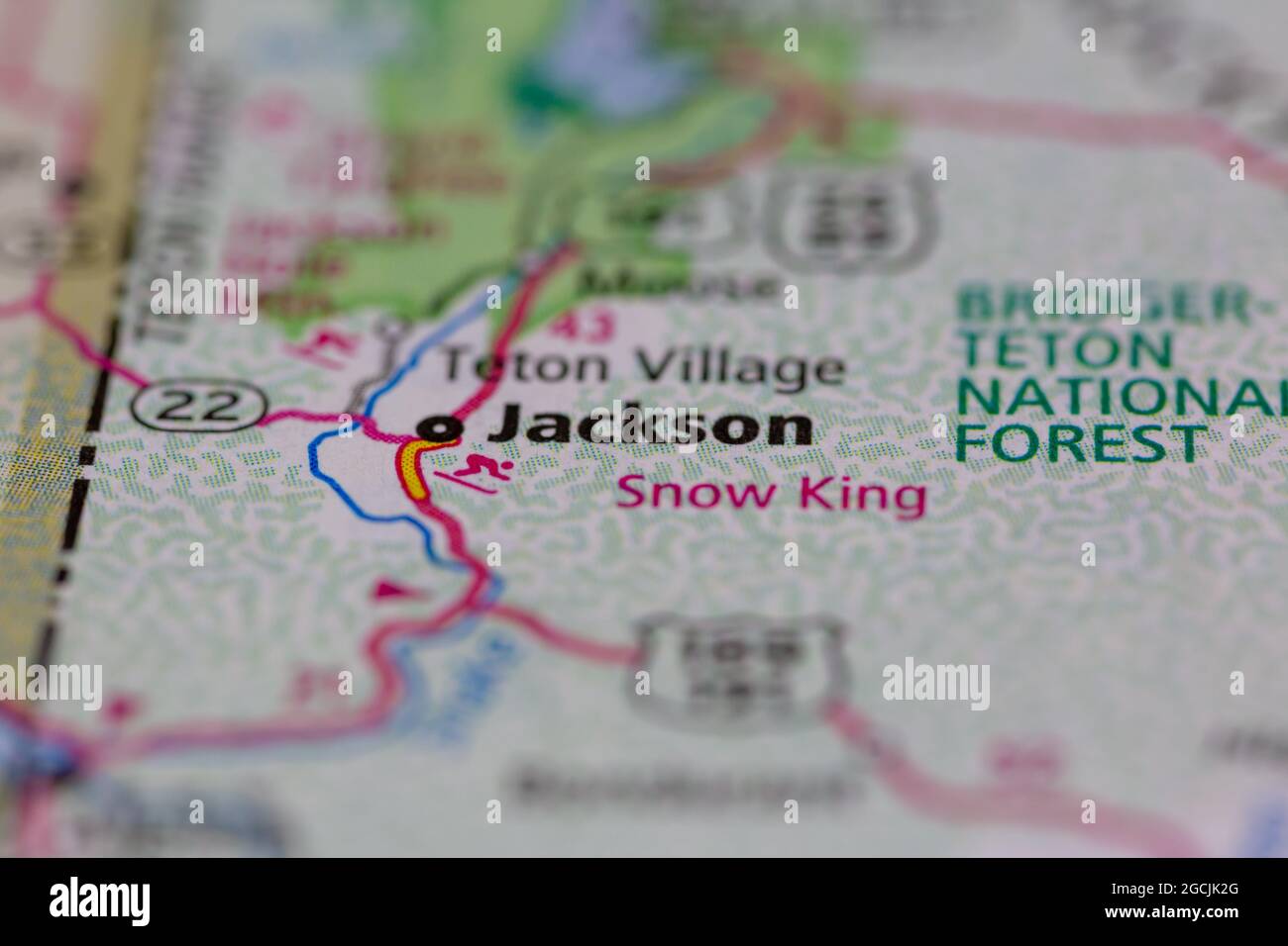 Jackson Wyoming USA shown on a road map or Geography map Stock Photo - Alamy