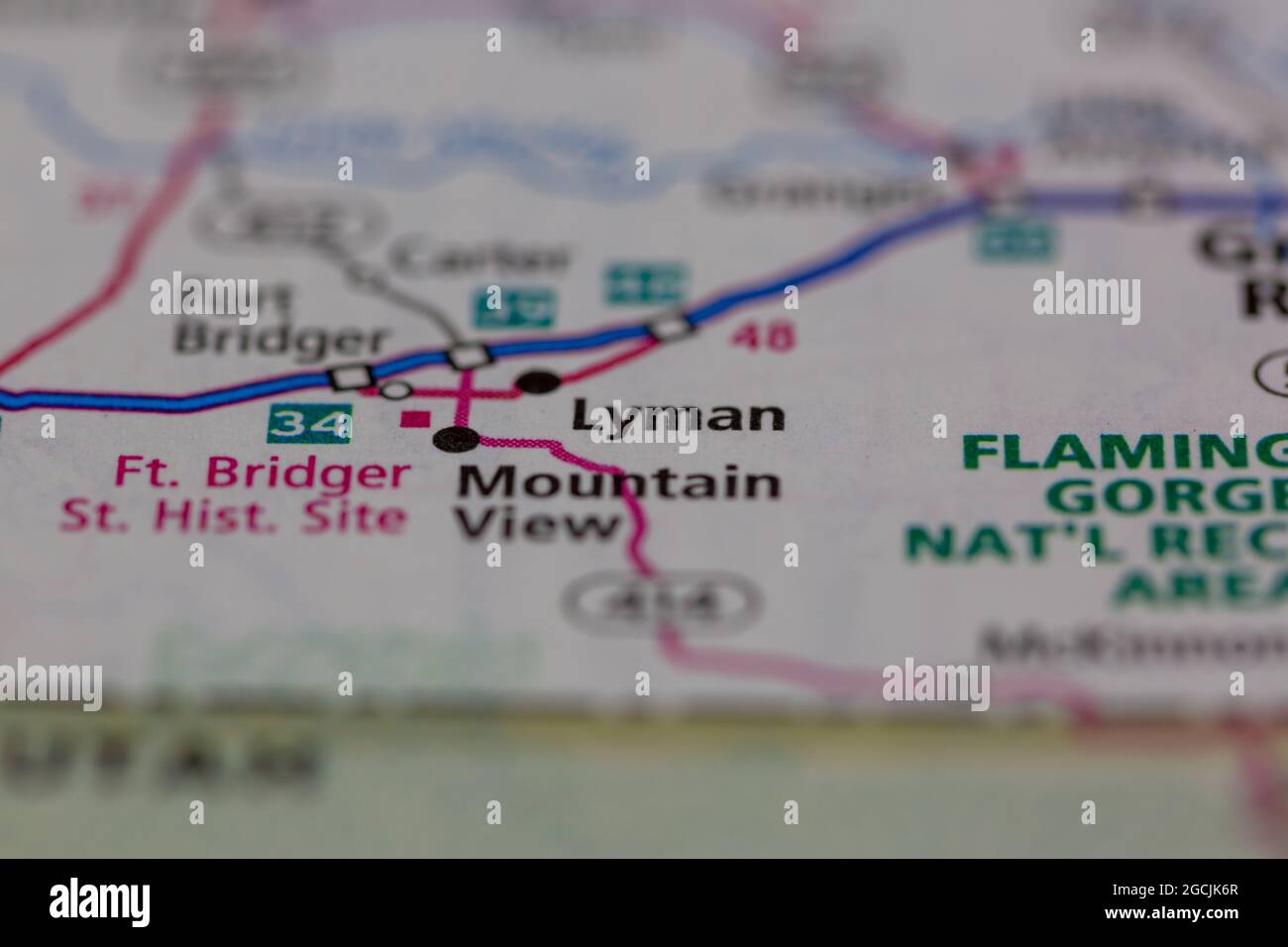 Lyman Wyoming USA shown on a road map or Geography map Stock Photo Alamy