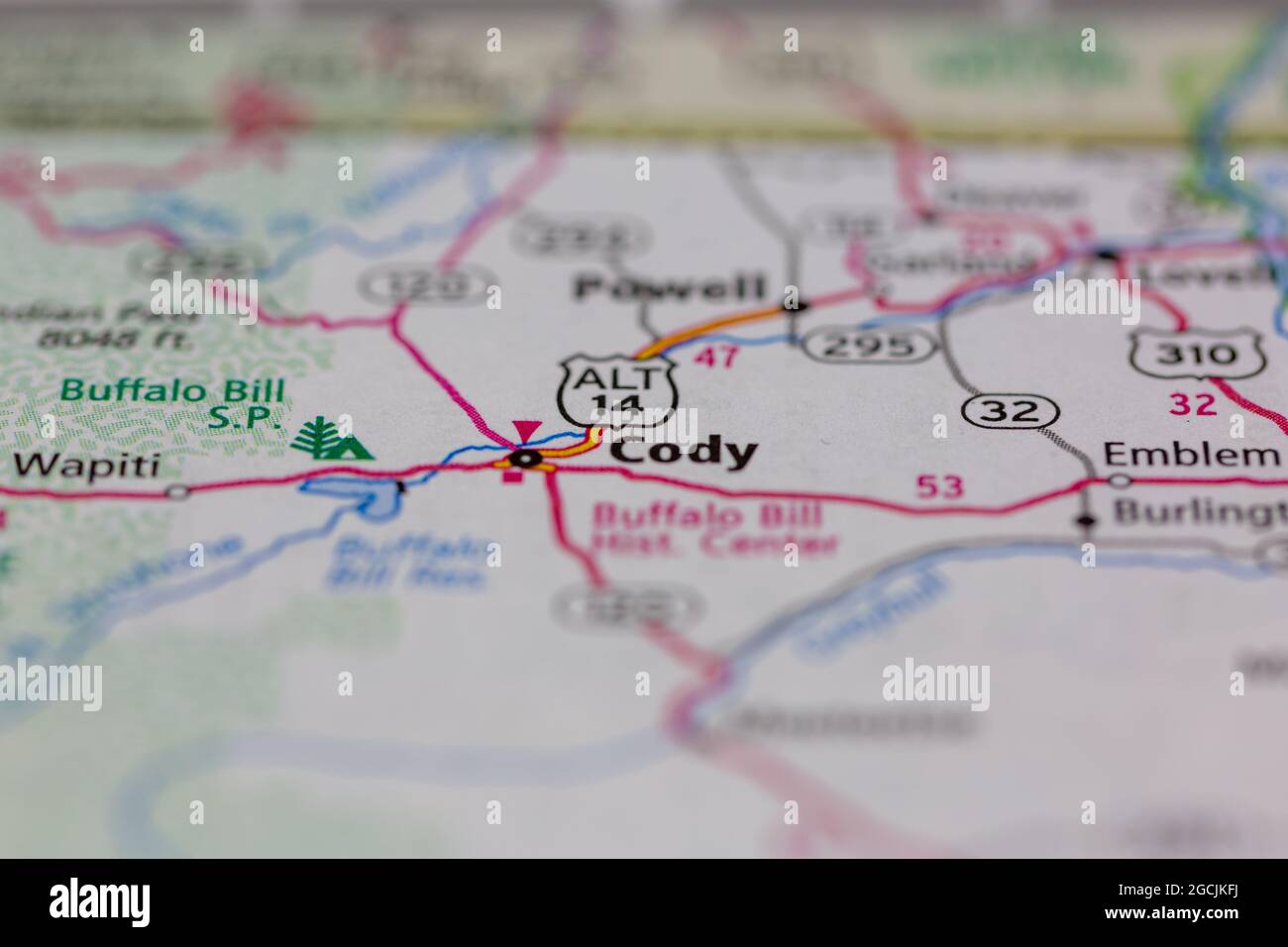 Map Of Cody Wyoming And Surrounding Area Cody Wyoming Usa Shown On A Road Map Or Geography Map Stock Photo - Alamy