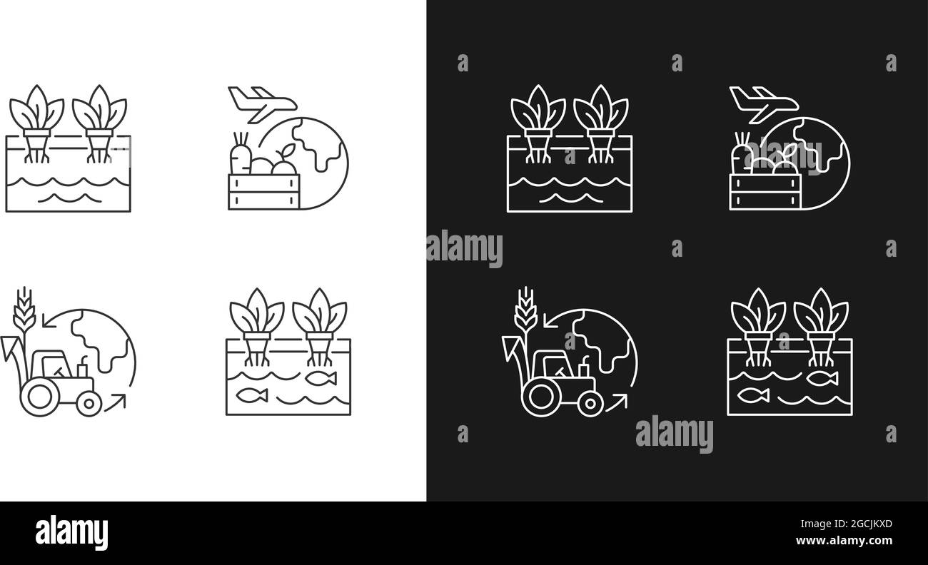 Agribusiness linear icons set for dark and light mode Stock Vector ...