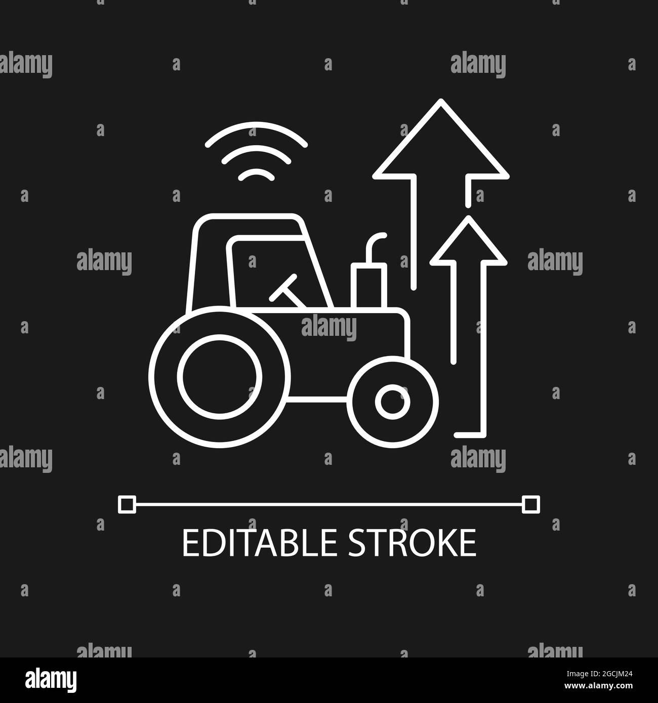 Agricultural modernization white linear icon for dark theme Stock Vector