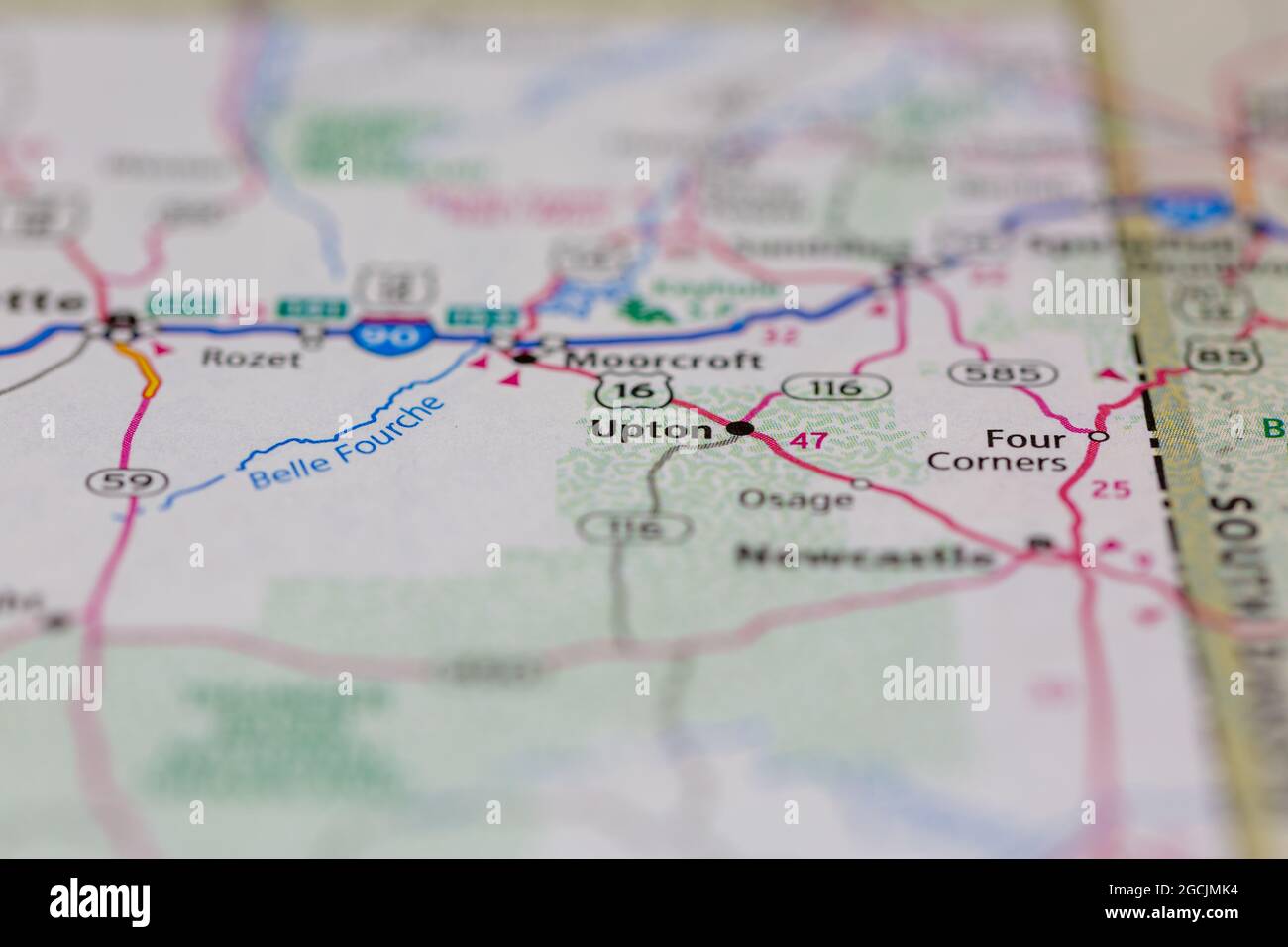 Upton Wyoming USA shown on a road map or Geography map Stock Photo Alamy