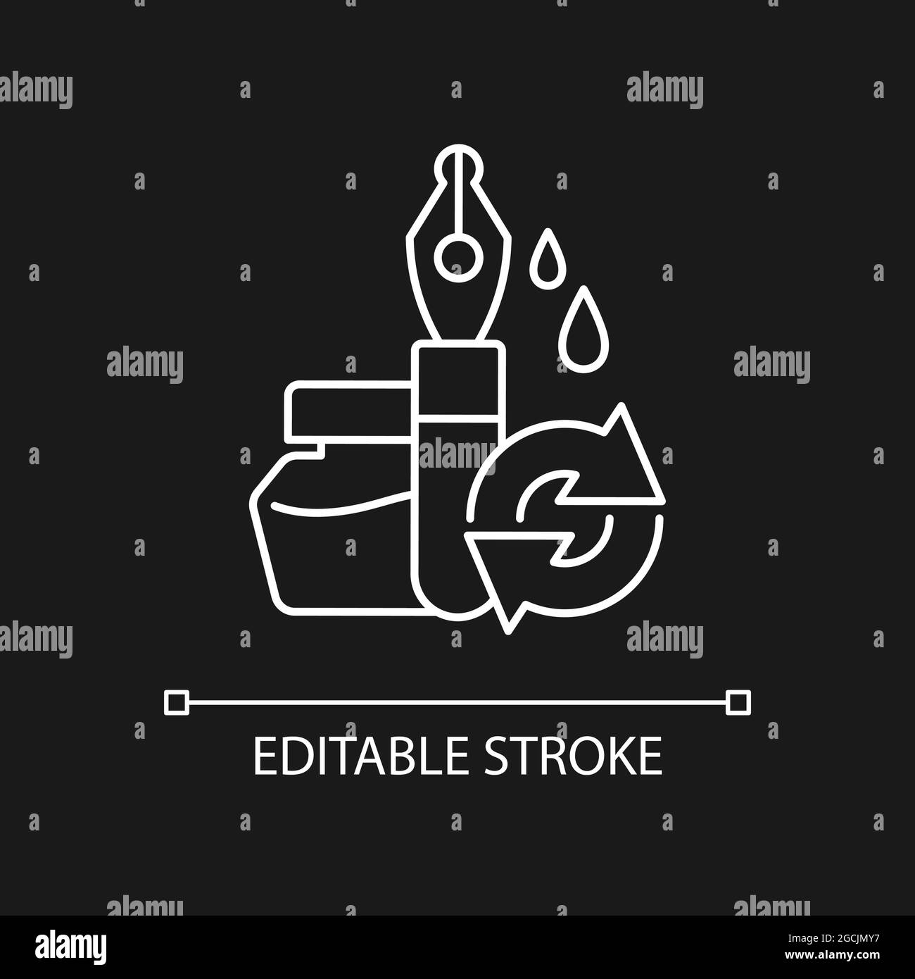 Ink pen refill white linear icon for dark theme Stock Vector Image ...