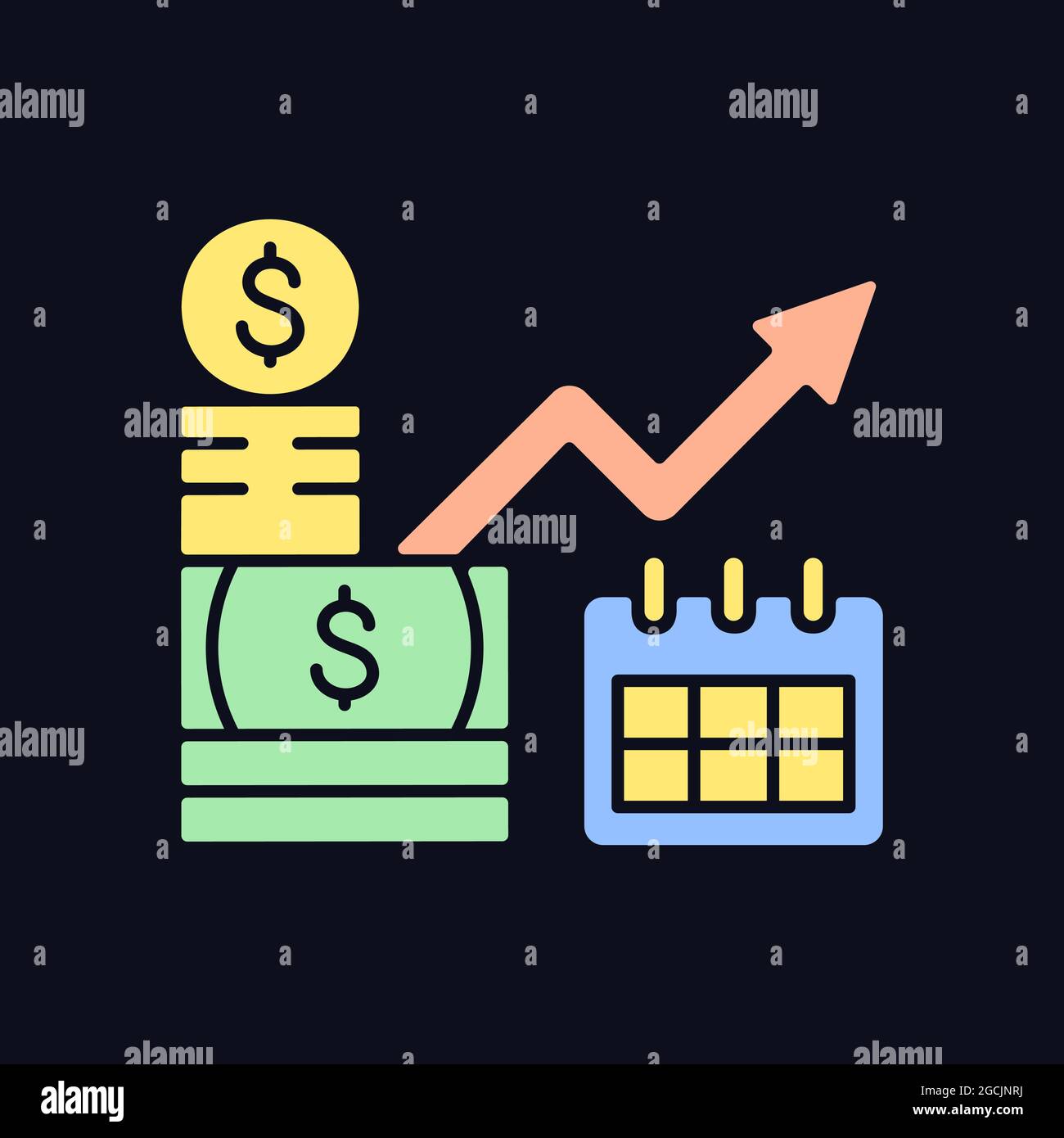 Long term investment RGB color icon for dark theme Stock Vector Image ...