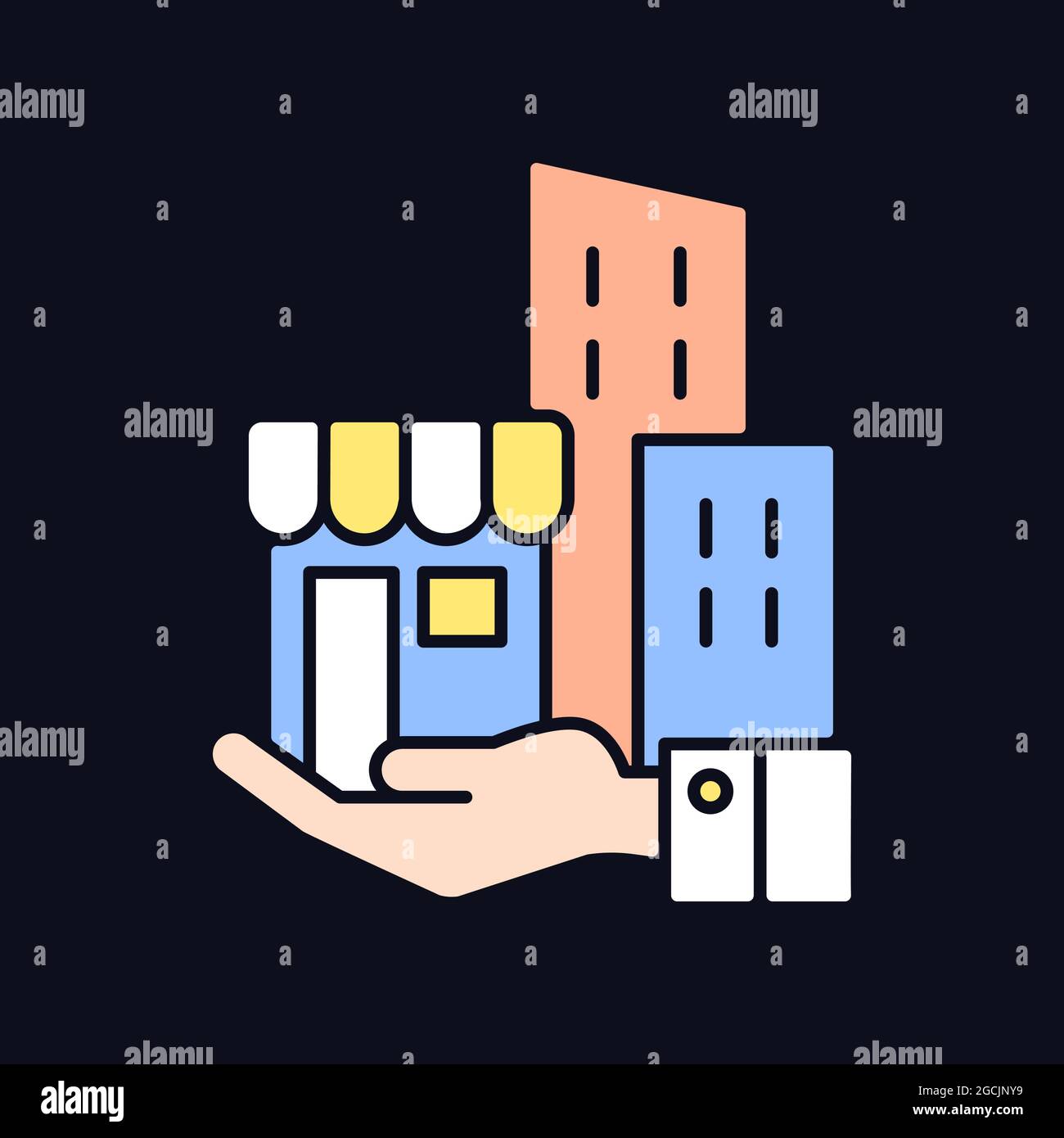 Building ownership RGB color icon for dark theme Stock Vector Image ...