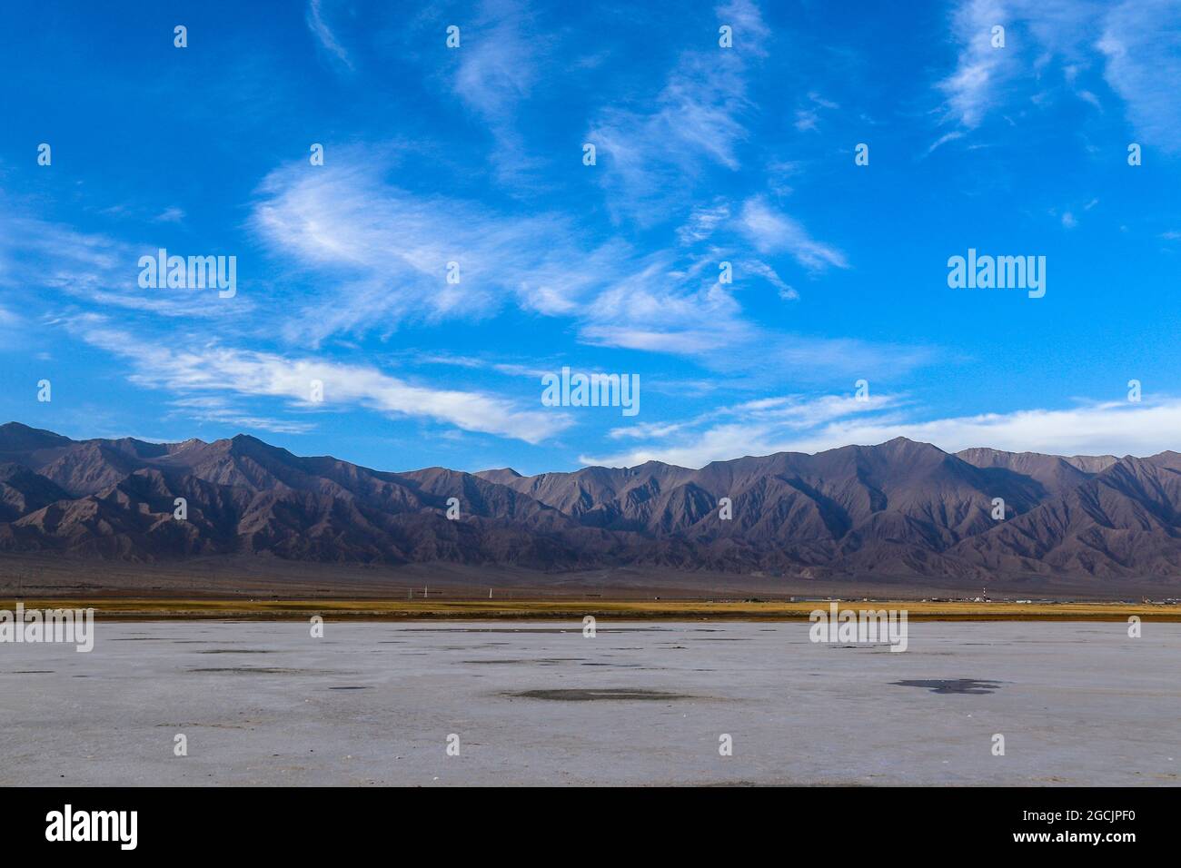 Reflection of saline-alkali land in the Emerald Lake Mountains of ...