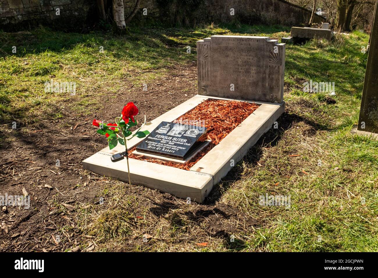 Fergus Suter grave in Blackburn Old Cemetery Stock Photo