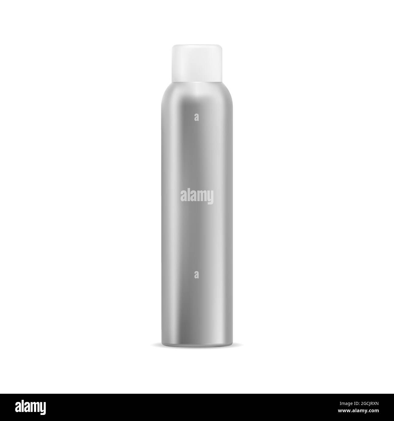 Aerosol spray bottle. Aluminum deodorant can mockup. aluminium silver cylinder container. Mist sprayer freshener tube. Metallic chrome pack, paint tin Stock Vector