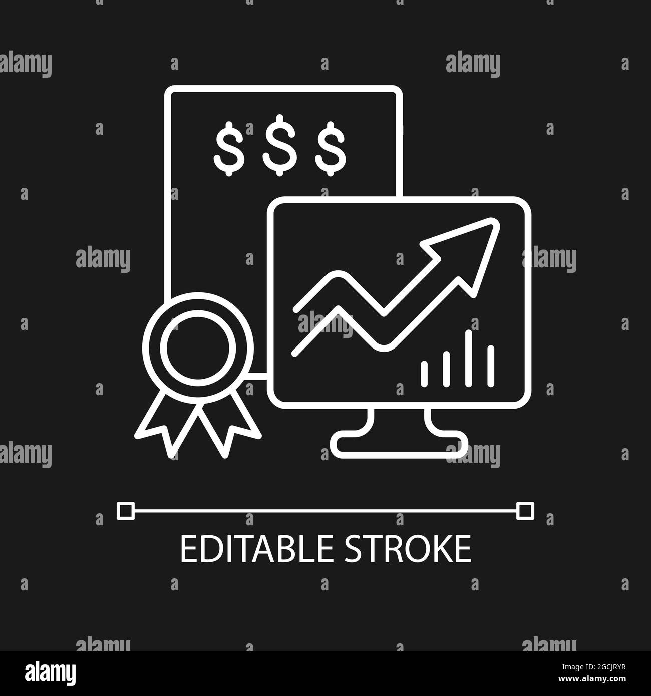 Marketable securities white linear icon for dark theme Stock Vector