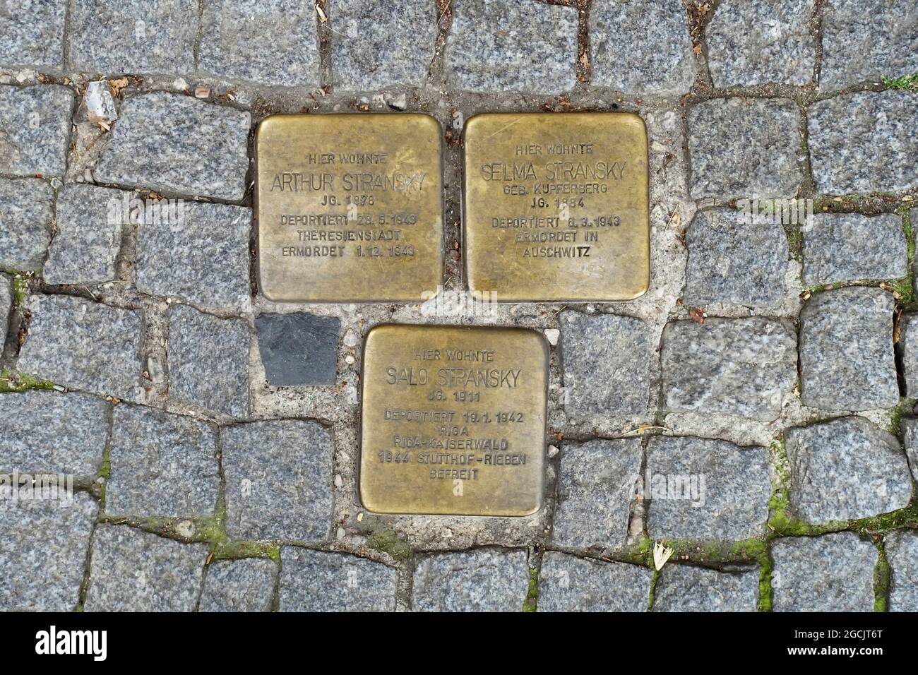 Family Stransky, stumbling stones in Berlin, Germany Stock Photo