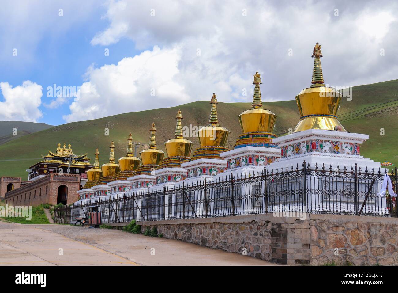 Tibetan Buddhist monastery Arou Temple.A famous historic site in Qilian,Qinghai China. Stock Photo