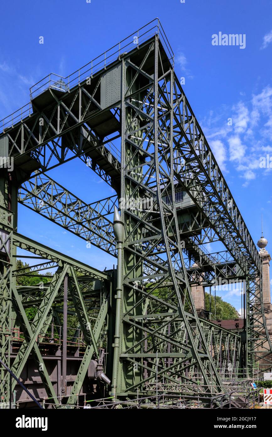 Schiffshebewerk, Henrichenburg Old Boat Lift, Industrial Heritage site on Dortmund Ems Canal, Waltrop, North Rhine-Westphalia, Germany Stock Photo