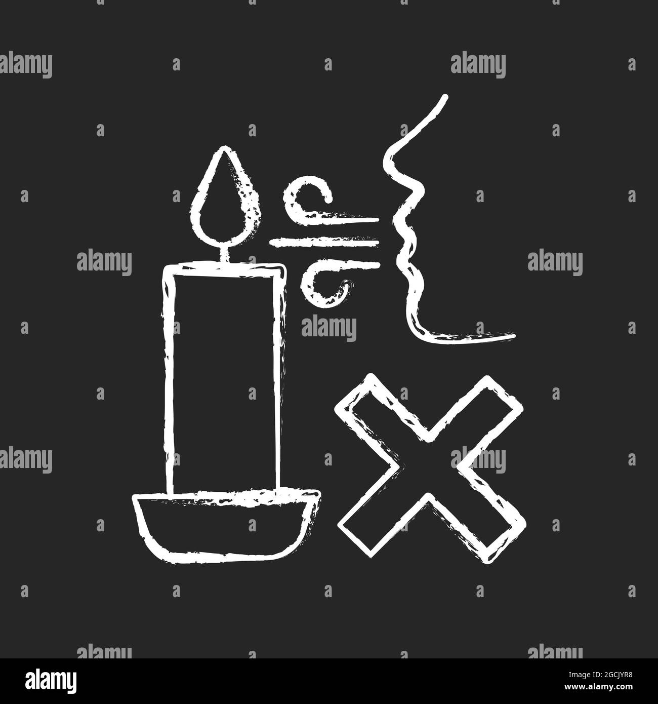 Never blow out candle flame chalk white manual label icon on dark