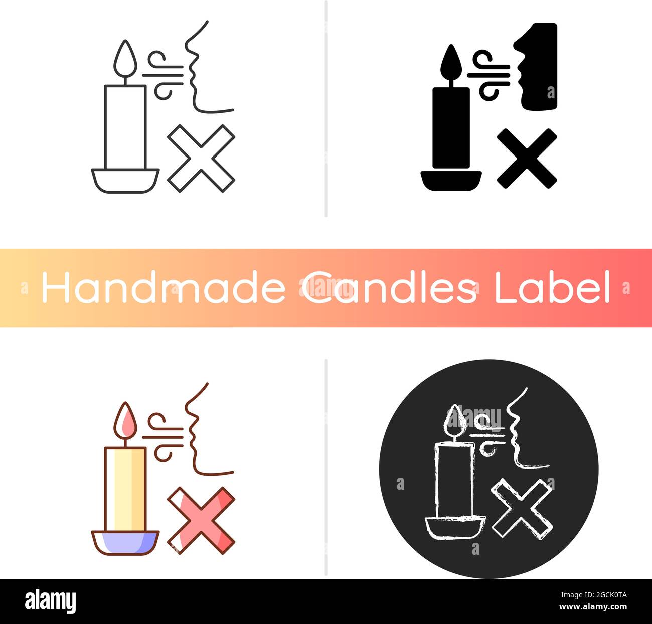 Never blow out candle flame manual label icon Stock Vector Image & Art