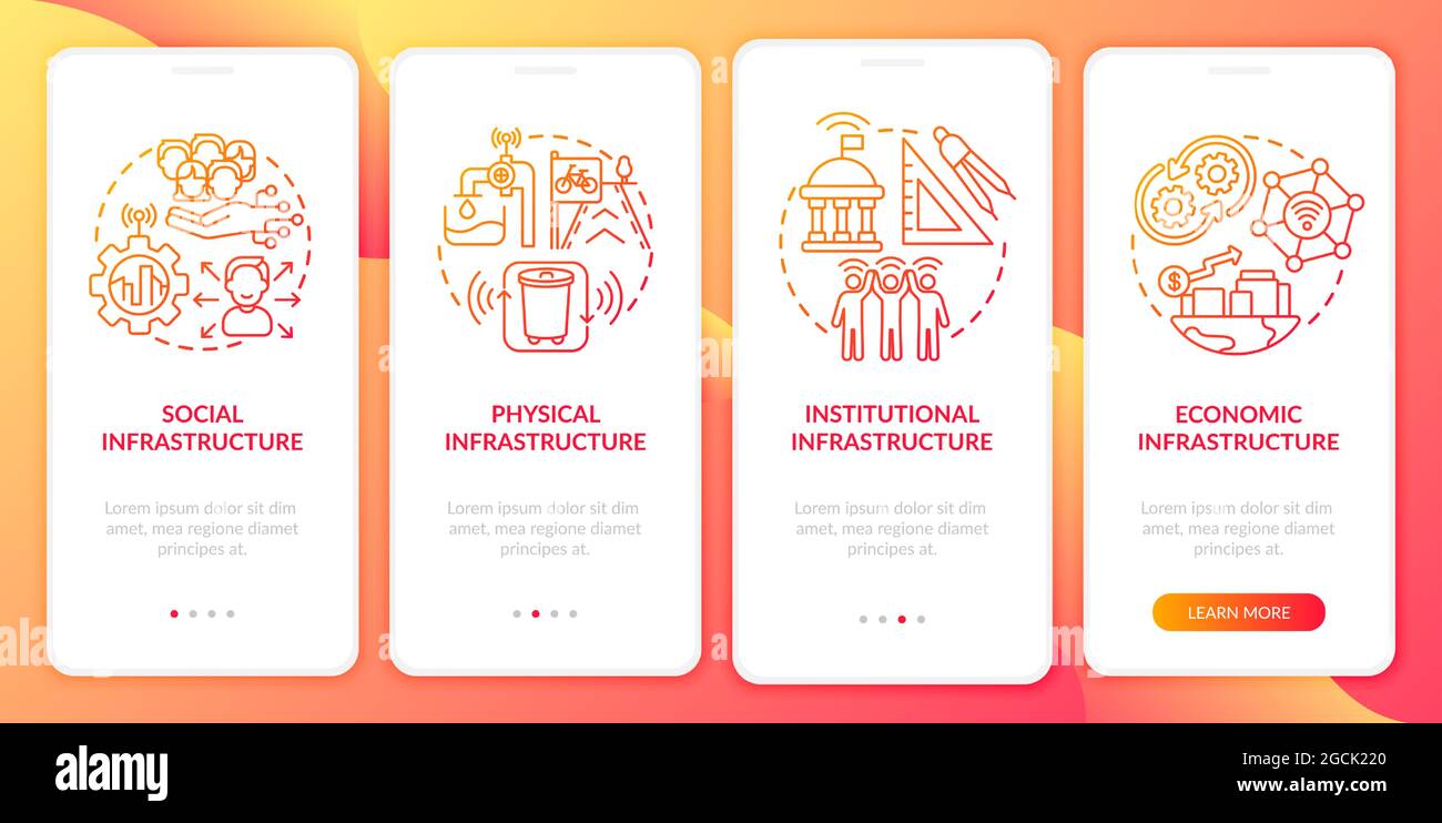 City infrastructures onboarding mobile app page screen Stock Vector