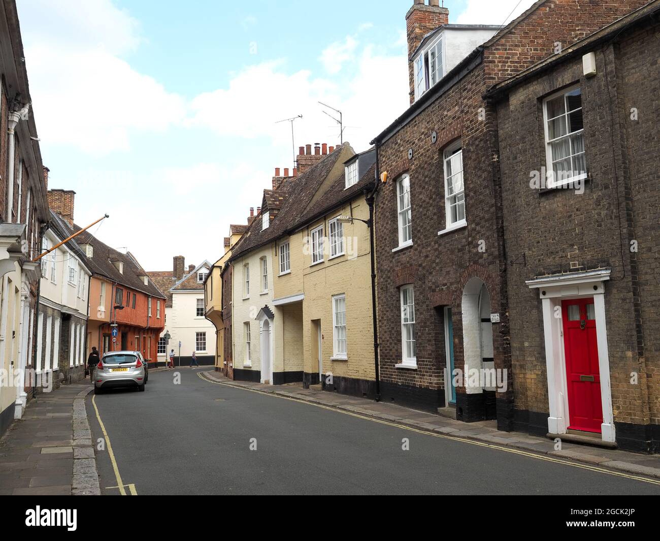 View looking along Nelson Street in the old historic area of King's Lynn in Norfolk UK Stock Photo